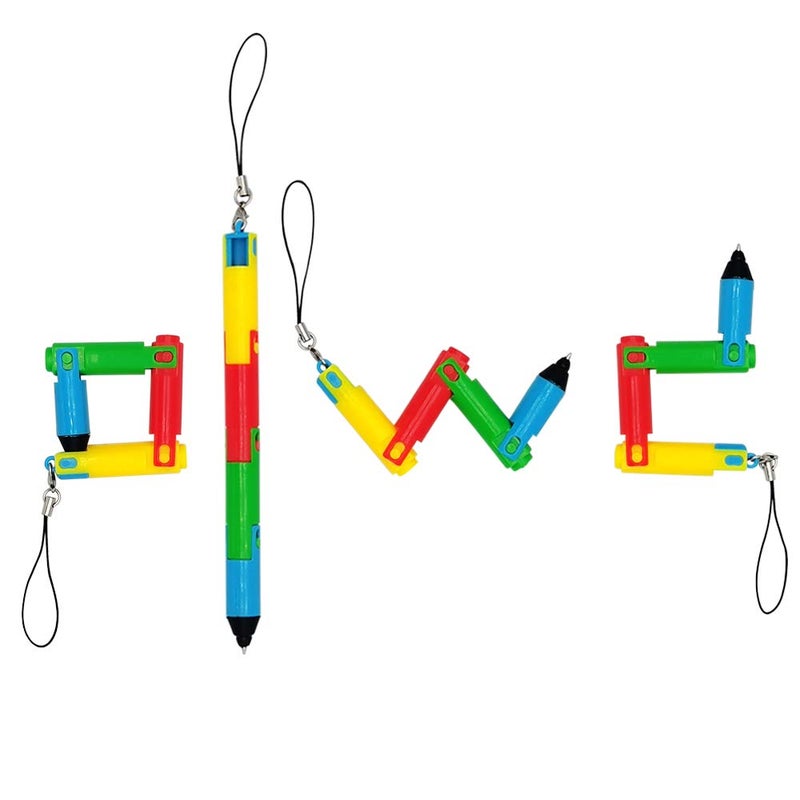 Funny live Foldable Ballpoint Pen Collapsible Ball Pen, Bendable Deformable Ball Pen, Funny Ballpoint Creative Stationery Gift for Child, Pendant Decoration Pens, 0.5mm, Blue Ink, 8 pcs - Image 1